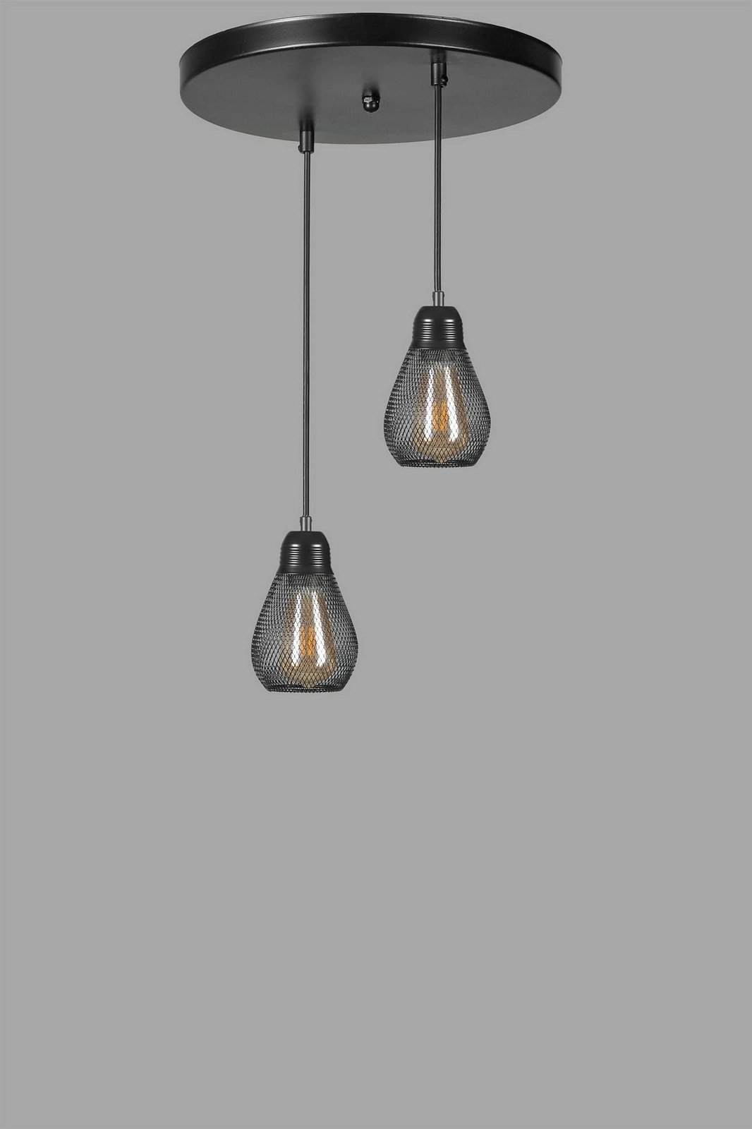 Llambë tavani Opviq, dy ampula, metal i zi, tepsi