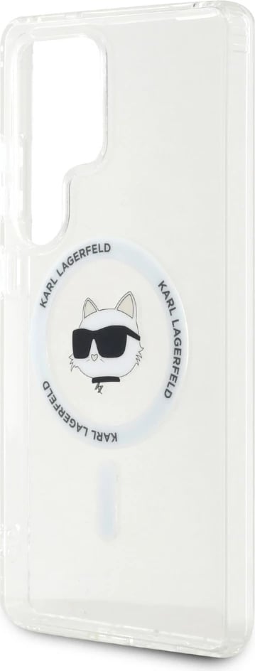 Mbështjellës Karl Lagerfeld Button Choupette Head Printed Logo MagSafe për Samsung Galaxy S25 Ultra, Bardhë