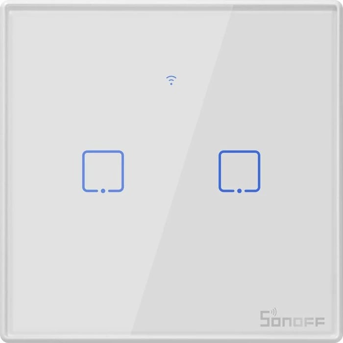 Ndërprerës Inteligjent me Prekje SONOFF T2EU1C TX, Wi-Fi, i Përshtatshëm me Amazon Alexa dhe Google Assistant, me Panel Xhami, i Bardhë. (Bardhë)