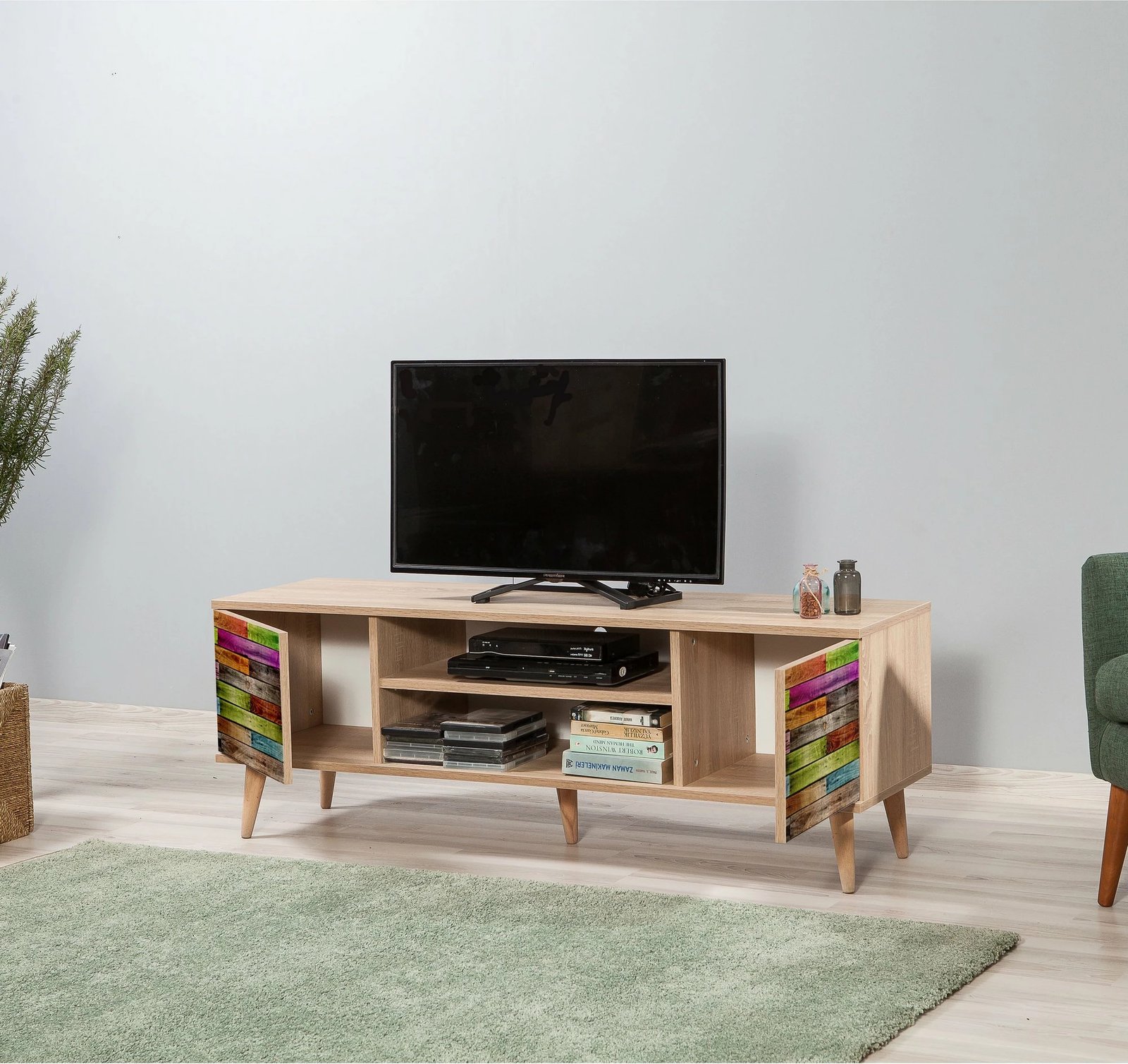 Komodë TV Truva, ngjyrë lisi Sonoma, 140x50x40cm