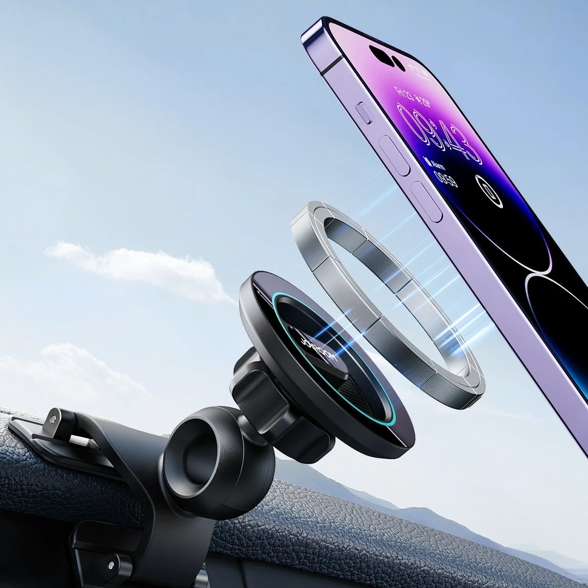 Mbajtës magnetik telefoni Joyroom JR-ZS366 për pult makine, i zi
