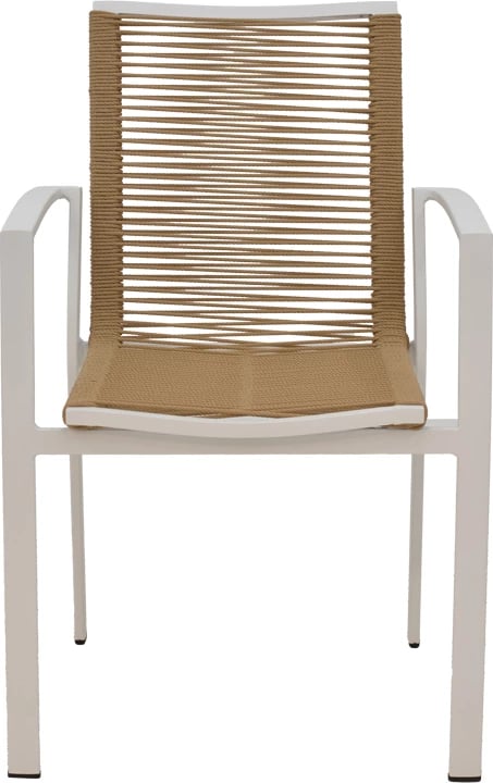 Karrige me krahë, alumini, tekstileni, ngjyrë natyrale, 57x63x83cm