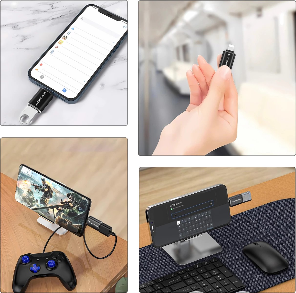 Adapter OTG Lightning në USB-A, Wozinsky WALA-01, karikim i shpejtë dhe sinkronizim, e zezë