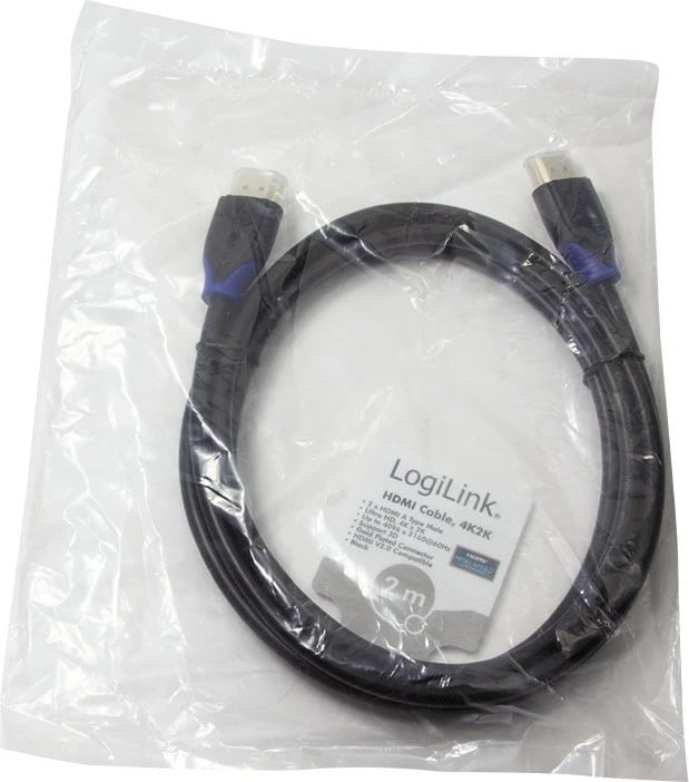 Kabllo HDMI LogiLink CH0062, 2m, 4K, 3D, e zezë