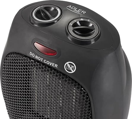 Ngrohës me ventilator qeramik, Adler AD 7702, 1500W, termostat, 2 nivele, i zi