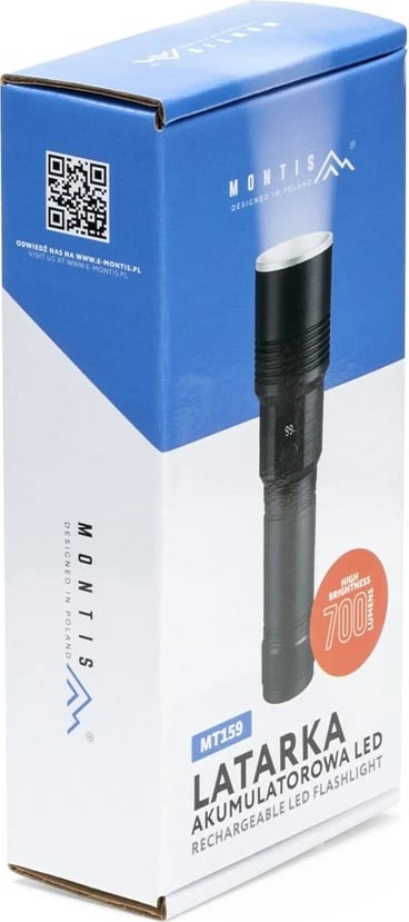 Llambë dore Montis MT159, LED, 3000 mAh, alumini, e zezë