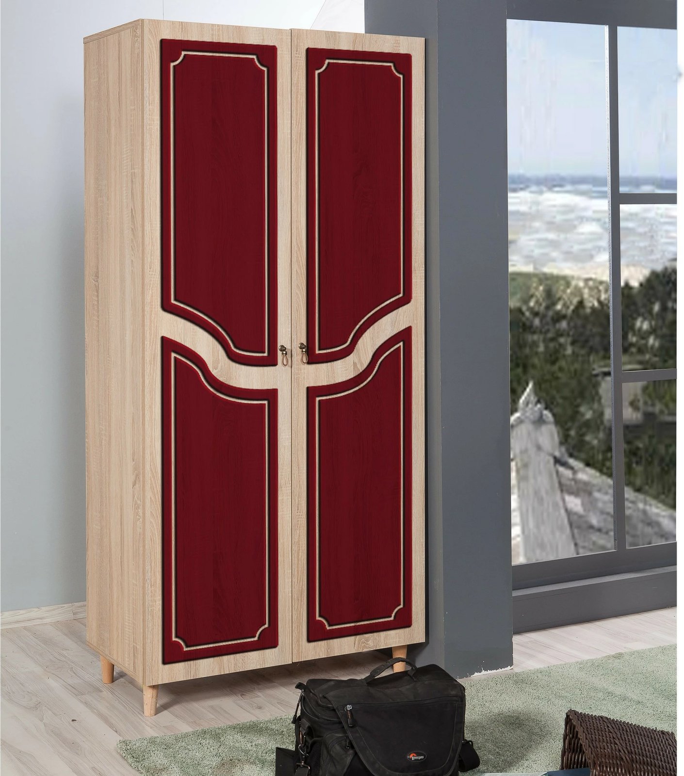 Dollap garderobe Skye Decor, stil modern, ngjyrë lisi Sonoma, 90x192x52 cm