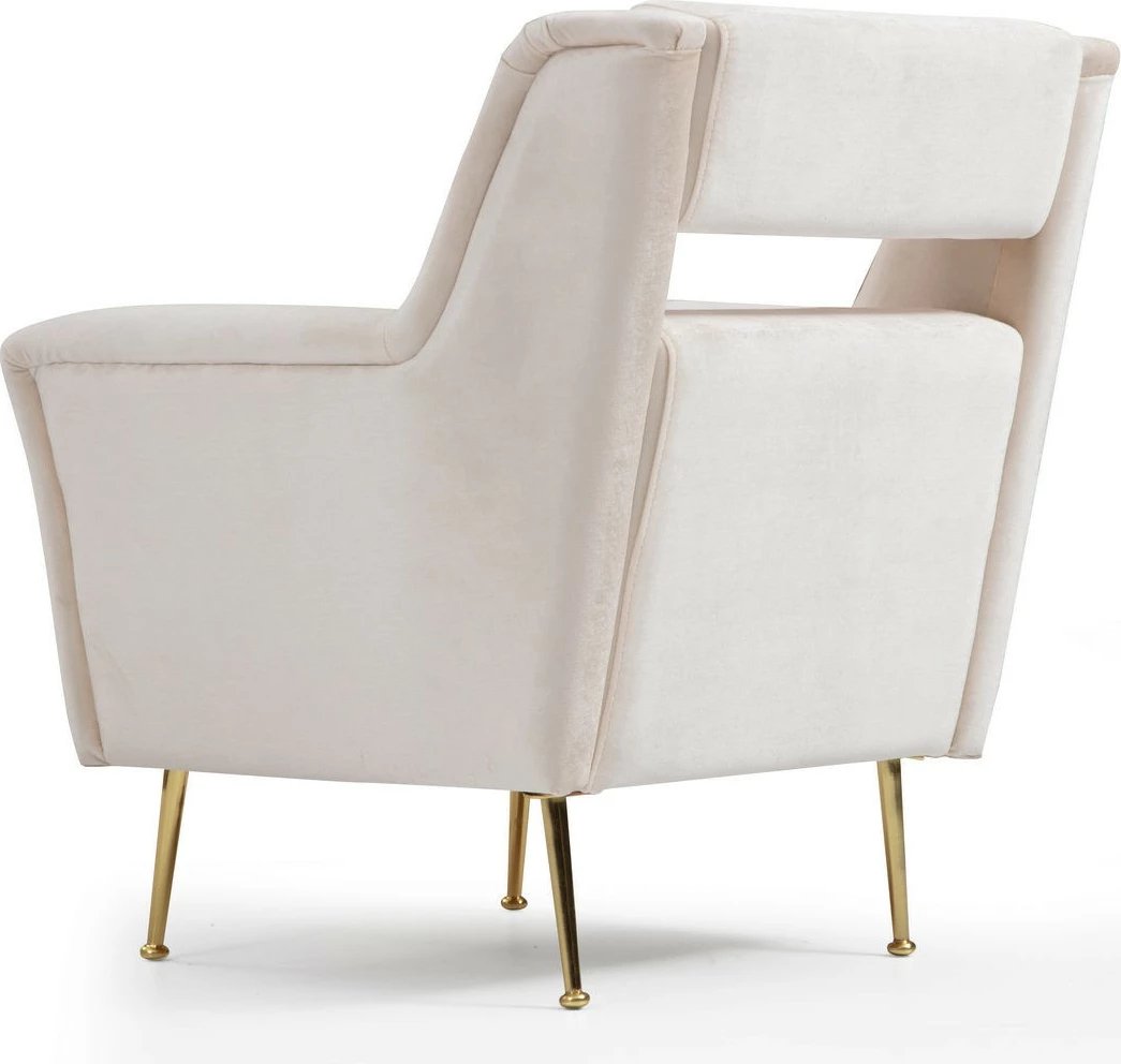 Karrige krahu Mira, krem, këmbë metalike ari