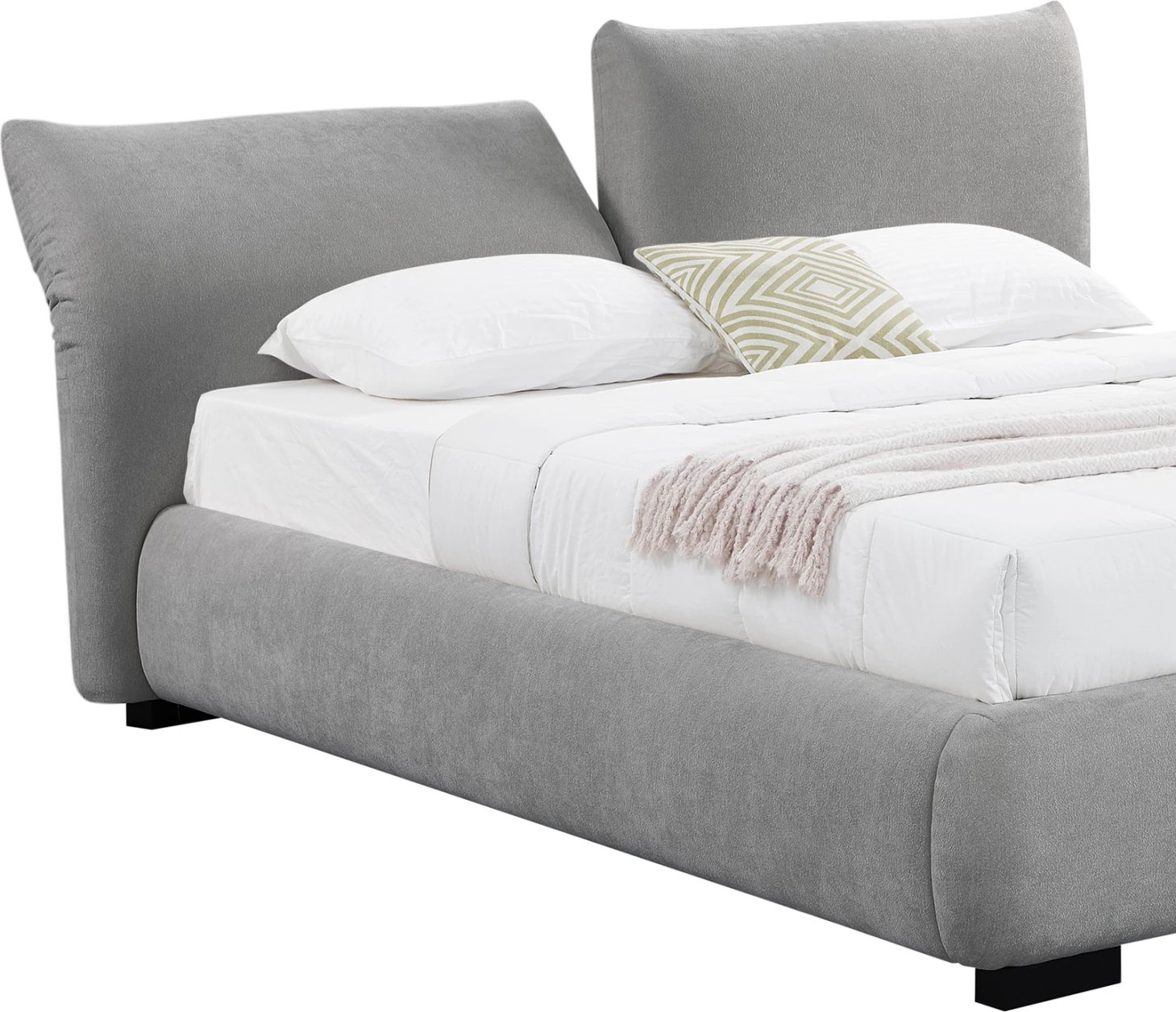 Krevat dopio me hapësirë për depo, stof leshi artificial, gri, NUVIA CD728.01, dyshek 160x200cm