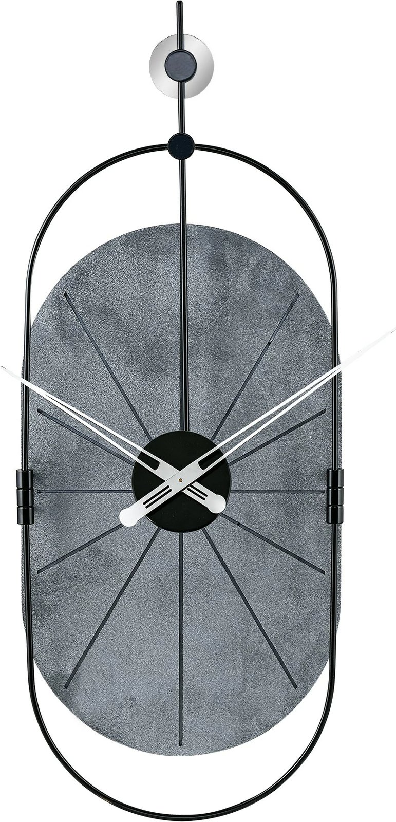Orë muri dekorative Wallity, metalike, argjend e zezë, 77x29cm