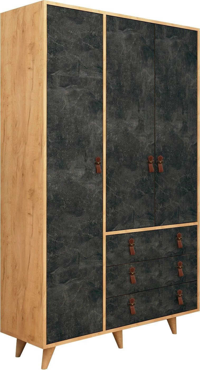 Dollap Hanah Home, Chunky, ngjyrë lis dhe gri e errët, 120x187x52cm