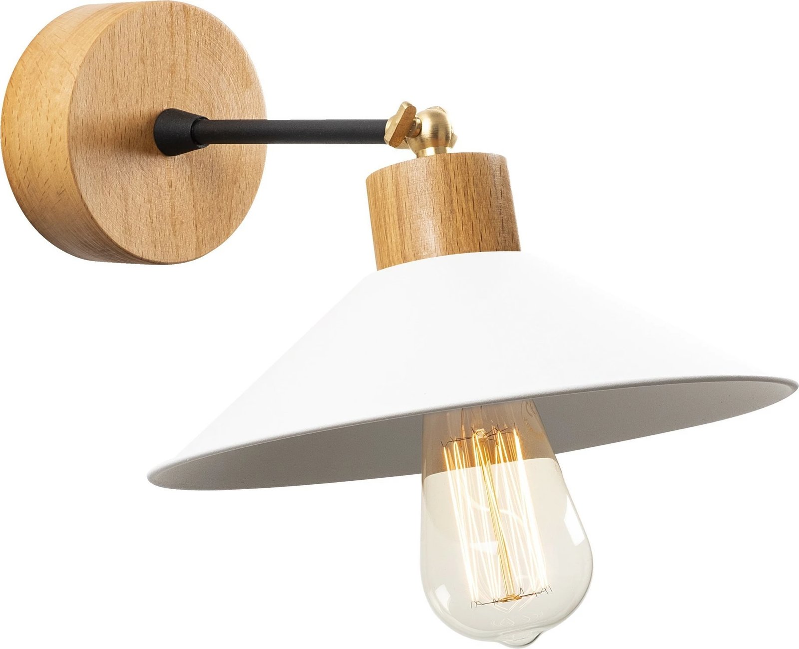 Llambë muri Opviq, Manavgat - N-628, e bardhë, trup metalik, bazë druri, 24x20cm