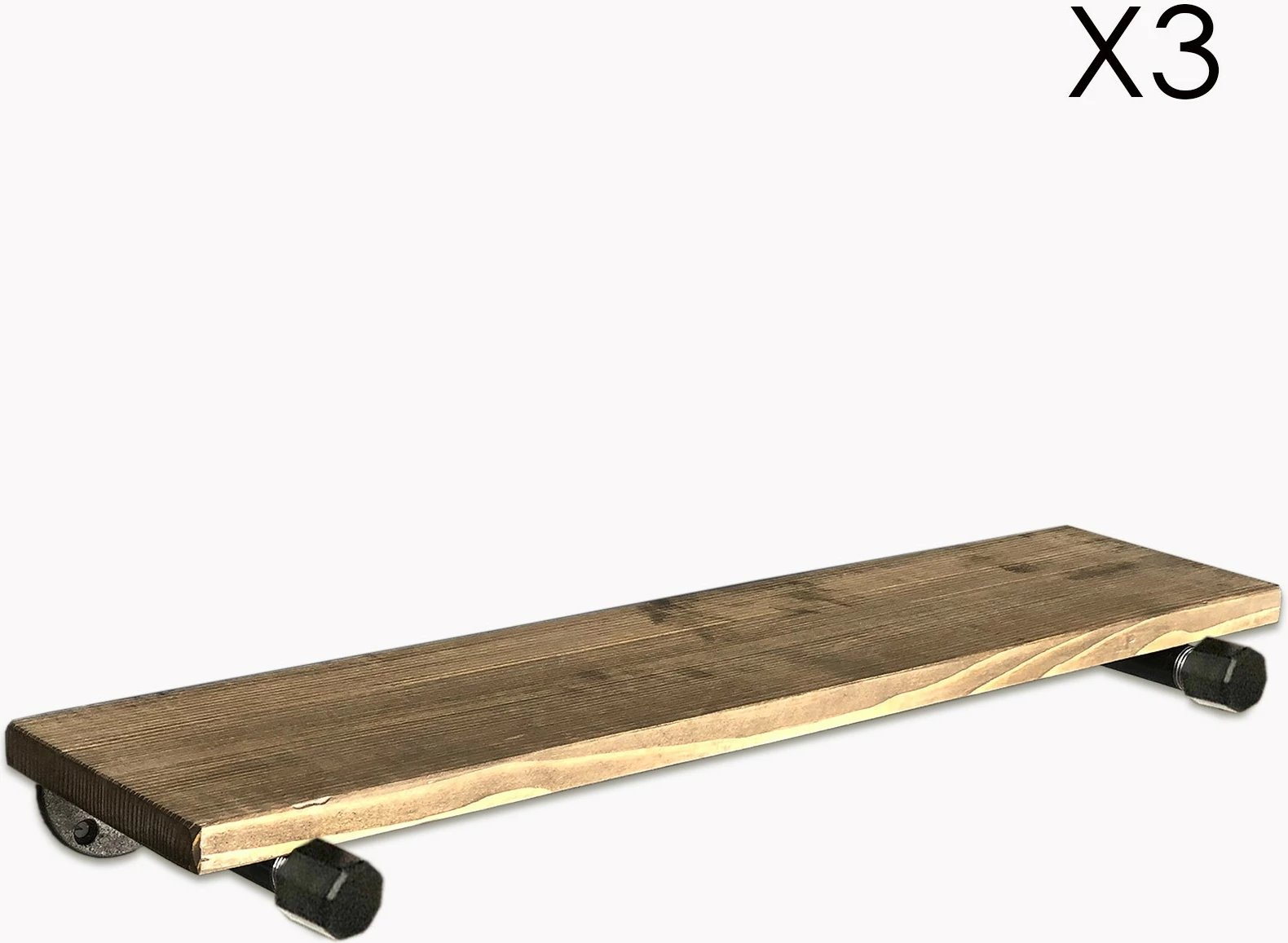 Raftë muri Pipe, ngjyrë arre dhe e zezë, 3 copë, Boruraf087