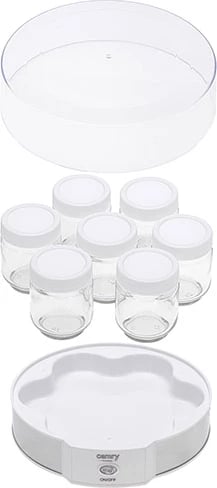 Prodhues kosi, Camry, CR 4519, 7 kavanoza x 200 ml, 20W, 42°C, bardhë/argjend