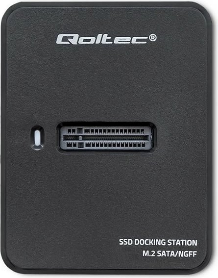 Stacion dokimi Qoltec 50314 për SSD M.2 SATA, USB 3.1, i zi