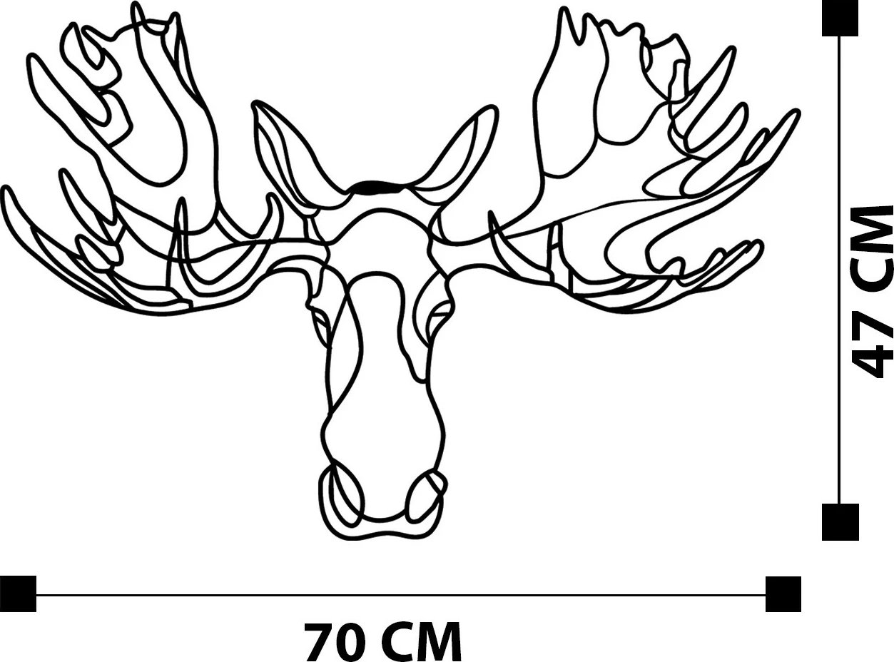 Aksesor dekorativ metalik për mur, Wallity, Vaveyla 2, ngjyrë e zezë, 70x47cm