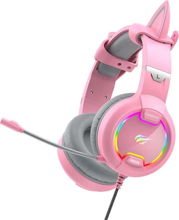 Kufje gaming Havit GAMENOTE H2233D me mikrofon, RGB, rozë