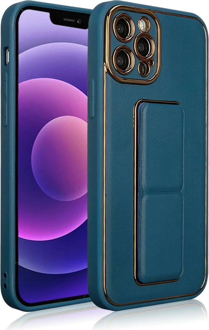 Mbështjellës Hurtel New Kickstand Case për iPhone 13, silikon, me qëndrim, kaltër