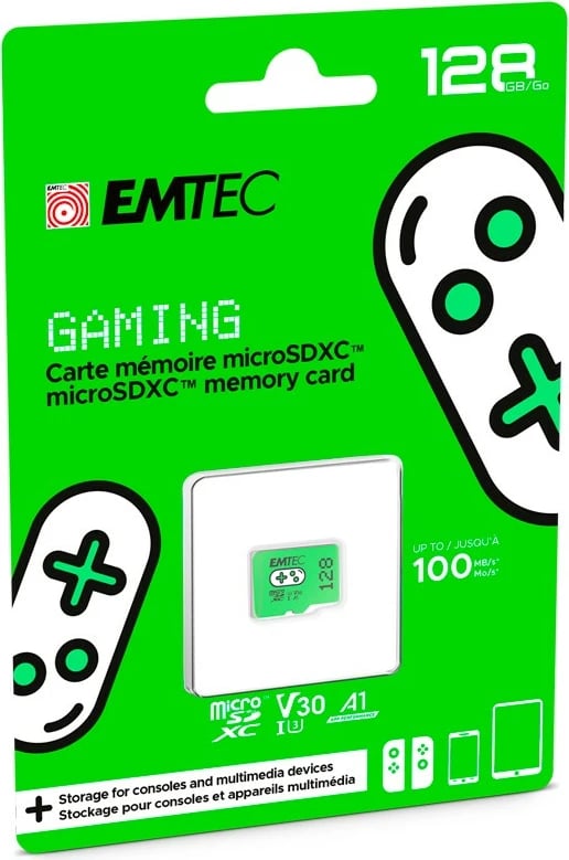 MicroSDXC EMTEC ECMSDM128GXCU3G 128GB UHS-I Class 3 V30, e gjelbër