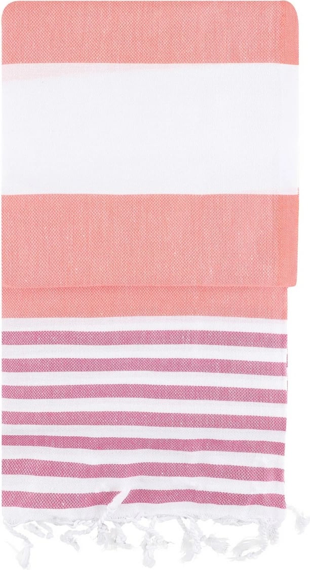 Peshqir plazhi Fouta, Mijolnir Sultan, fuchsia-bardhë, 100x180cm