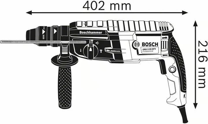 Çekiç rrotullues Bosch GBH 2-28 F Professional, 880 W, 900 RPM, SDS Plus, Kuq