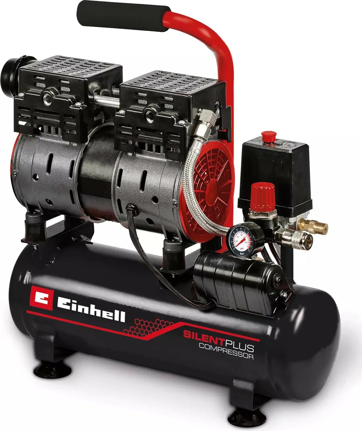 Kompresor ajri Einhell TE-AC 6 Silent, 6L, 8 bar, 550W, zi/kuqe