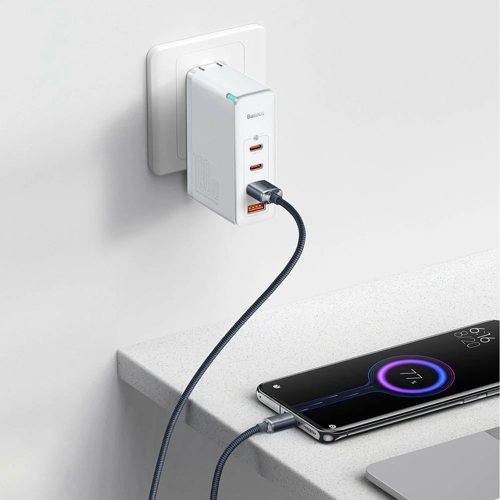 Kabllo për karikim të shpejtë Baseus Crystal Shine Series, USB-A në USB-C, 1.2m, 100W, e zezë