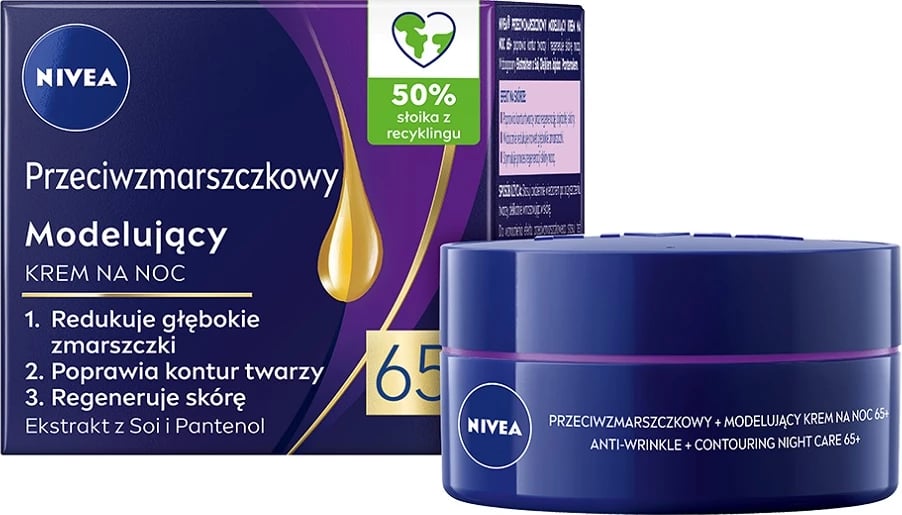Krem nate anti-rrudhë për femra Nivea Anti-Wrinkle + Modeling Night Cream 65+, 50ml