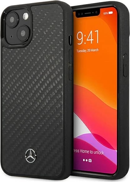 Mbështjellës Mercedes MEHCP13SRCABK për iPhone 13 mini 5.4", karbon, zi