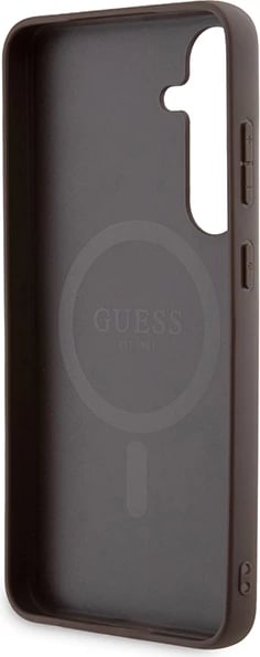 Mbështjellës Guess 4G Collection Leather Metal Logo MagSafe për Samsung Galaxy S24+, kafe Mbështjellës Guess 4G Collection Leather Metal Logo MagSafe për Samsung Galaxy S24+, kafe