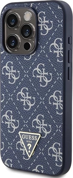 Mbështjellës Guess 4G Triangle Metal Logo për iPhone 15 Pro, Kaltër Mbështjellës Guess 4G Triangle Metal Logo për iPhone 15 Pro, Kaltër
