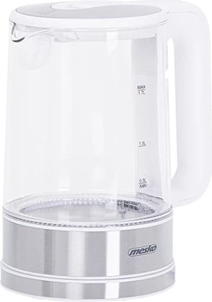 Çajnik elektrik qelqi, Mesko, MS1301, 1.7 L, kontroll temperature, LED, i bardhë
