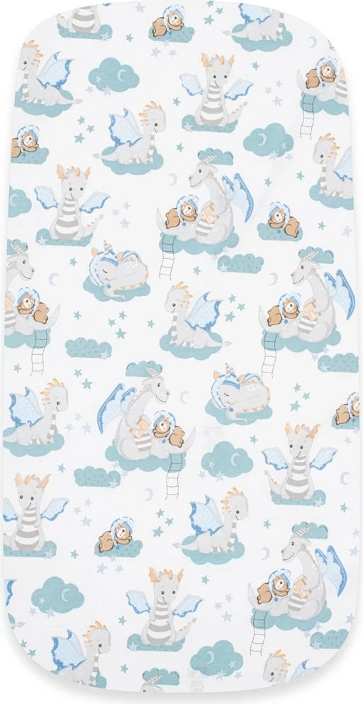 Çarçaf pambuku për karrocë, NEW BABY, Dragon, 35x75 cm, jeshile