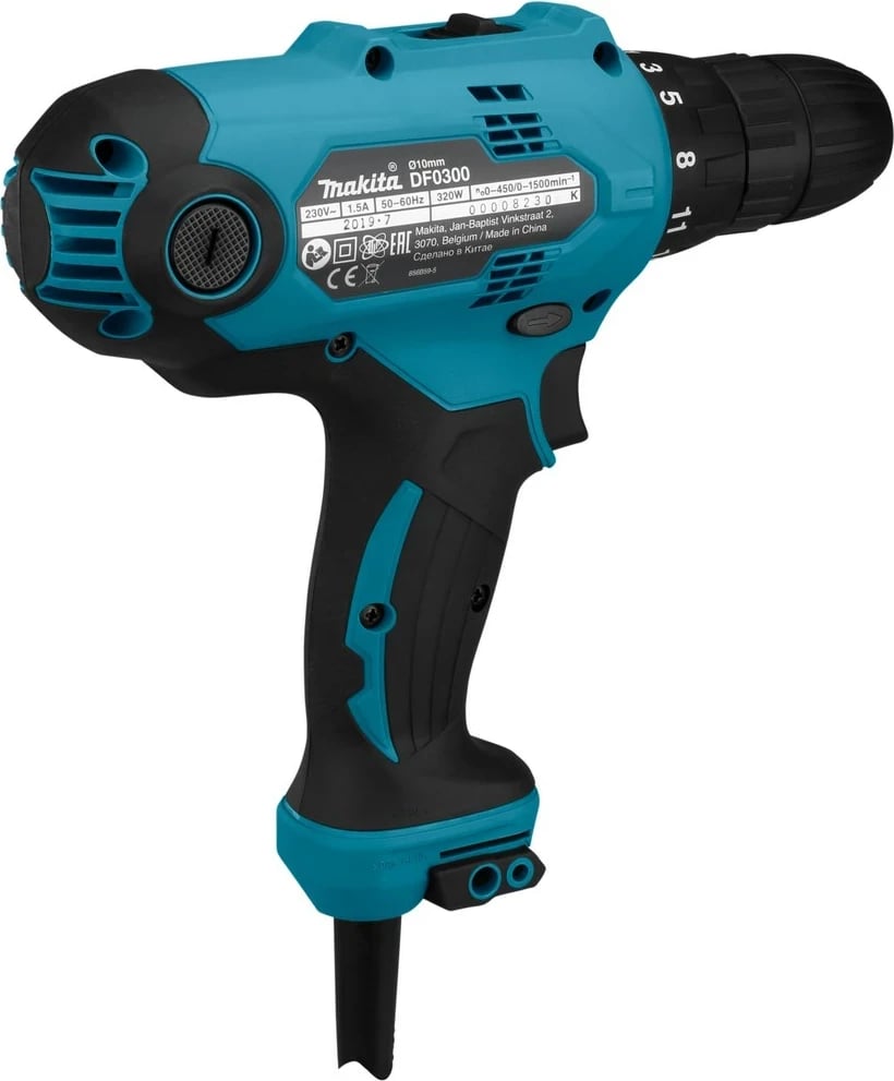 Vidafiks Makita DF0300, 1500 RPM, pa çelës, 1.2 kg, zi/blu