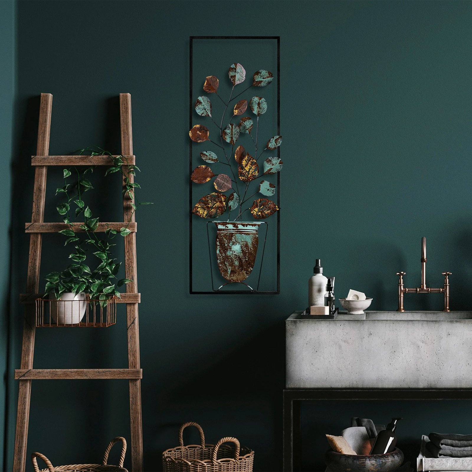 Aksesor dekorativ metalik për mur Wallity, Alder - 077 (3)