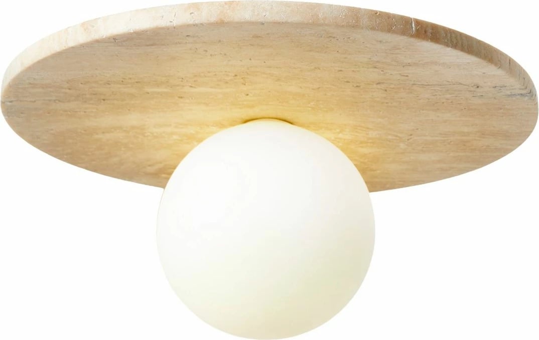 Llambë tavani Opviq, Tor-Tun, trup travertini, kapak qelqi, bezhë/bardhë