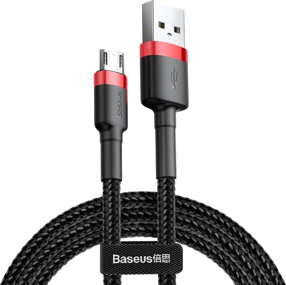Kabllo Baseus Cafule CAMKLF-C91, USB-A në micro USB, 2m, e zezë/kuqe