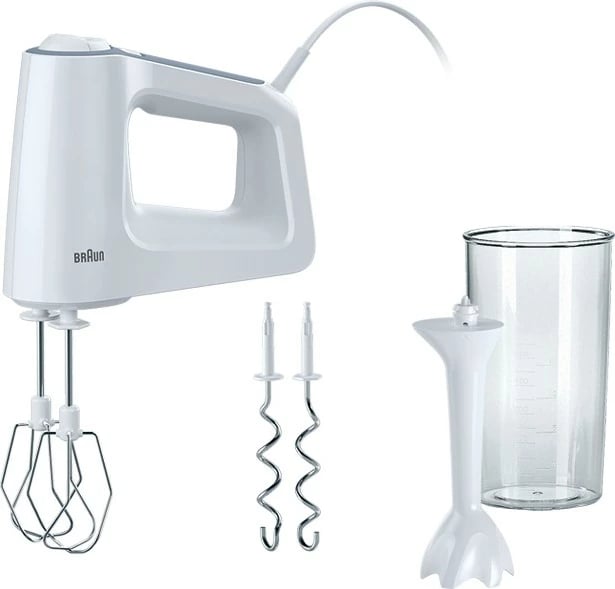 Mikser dore Braun MultiMix 3, 500W, 5 shpejtësi, plastikë, bardhë