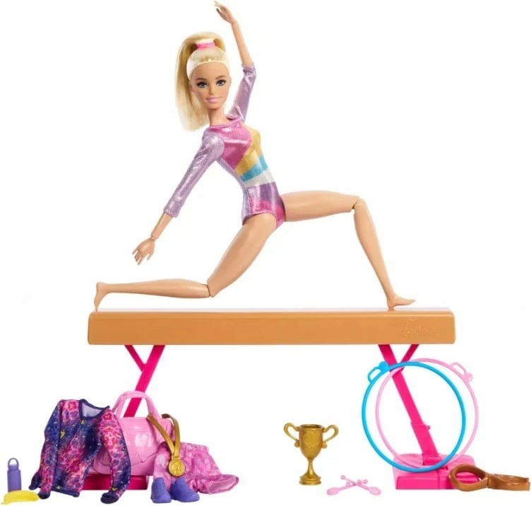 Kukull Barbie Gymnast Mattel HRG52 me aksesorë, set lodrash për vajza