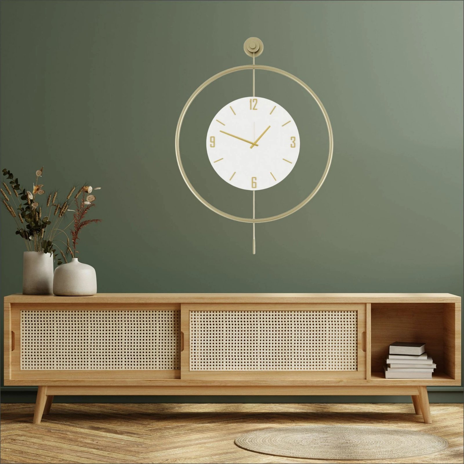 Orë muri dekorative metalike Wallity, Mclock-00111, ngjyrë ari, 58x80x7cm