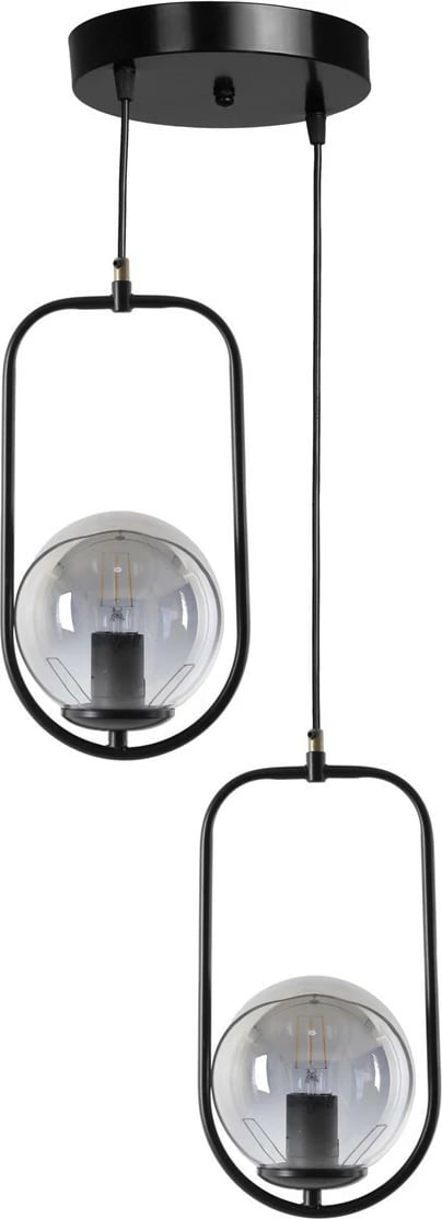 Llambë tavani Opviq, ahu, 2 drita, tepsi, xham i tymosur, e zezë