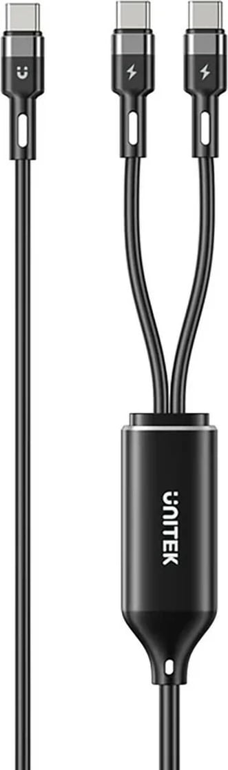 Kabllo Unitek USB-C 2n1 PD 100W silikon 1.8m zi