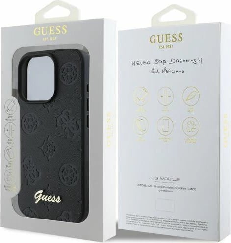 Mbështjellës Guess 4G Classic për iPhone 16 Pro, i zi