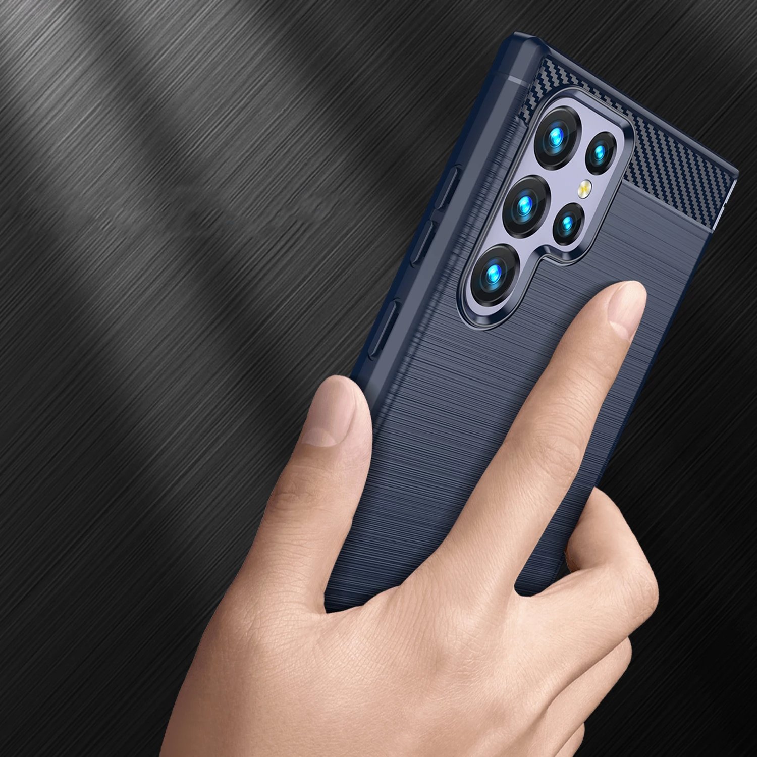 Mbështjellës Hurtel Carbon Case për Samsung Galaxy S23 Ultra, TPU, Blu