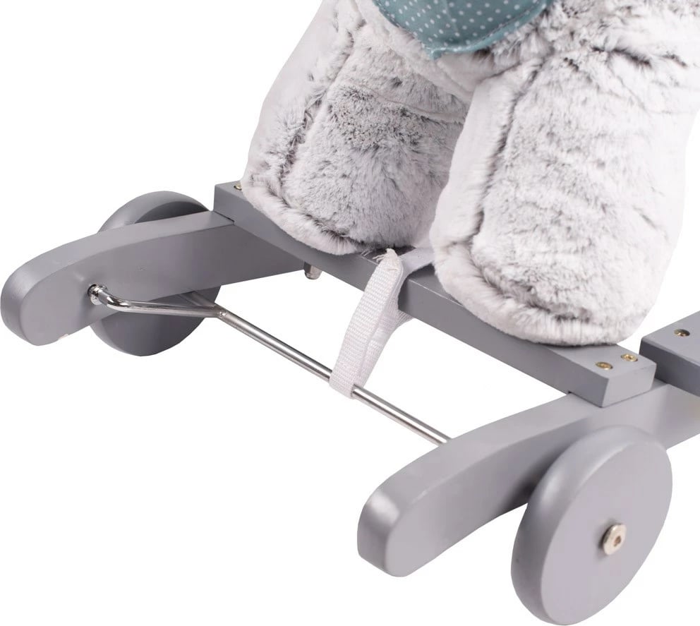 Lodër lëkundëse me rrota dhe melodi, PlayTo, Husky, sedilje me shpinore, deri 30 kg, 3+ vjeç, gri