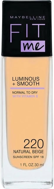 Fondatinë për femra Maybelline Fit Me Luminous + Smooth 220 Natural Beige 30ml