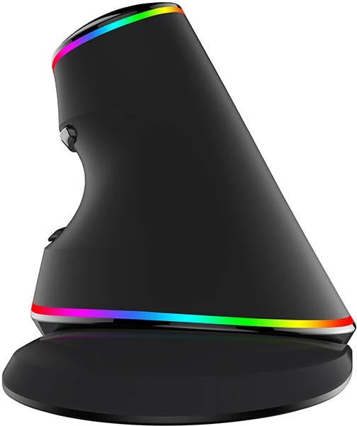 Maus vertikal Delux M618Plus, me kabllo, RGB, i zi/blu