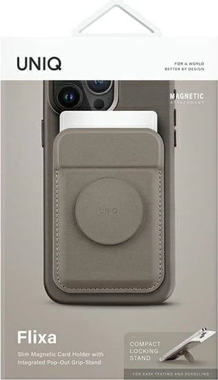 Mbështjellës magnetik për karta UNIQ Flix, për celular, MagSafe, Gri