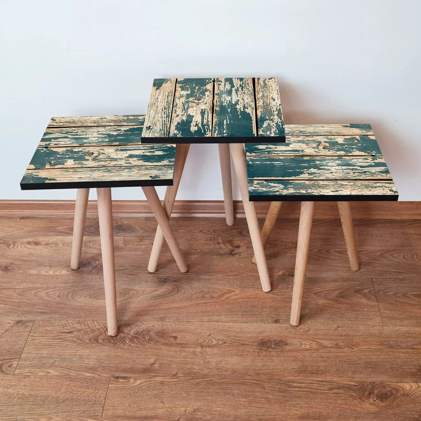 Set tavolinash ndihmëse, 3 copë, Skye Decor, ngjyrë e gjelbër/bezhë, 3Shp5