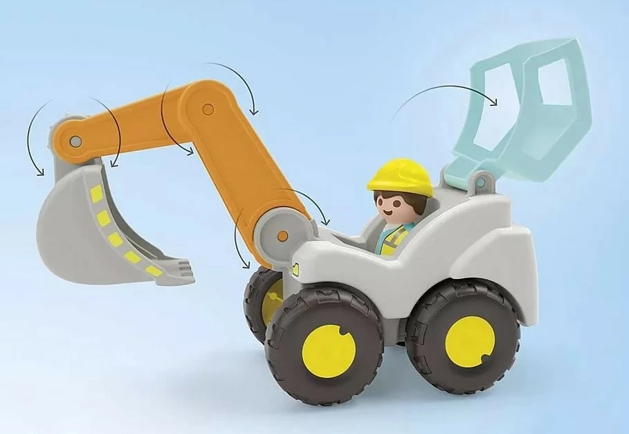 Set lodrash Playmobil Junior 71684 me ekskavator dhe figurë ndërtuesi, plastikë
